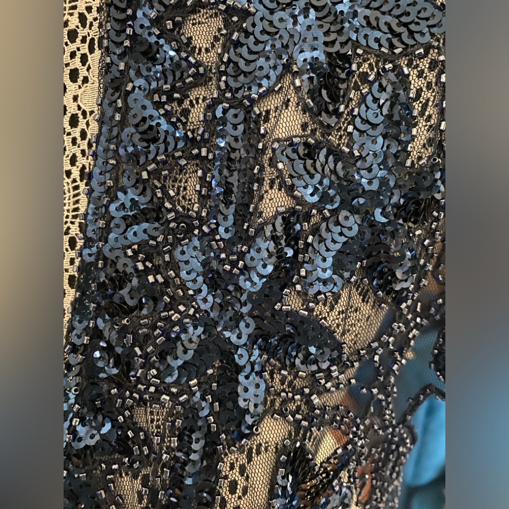 Vintage Cleopatra Blue Beaded Shawl - Picture 3 of 7